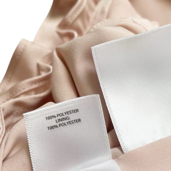 GREAT JONES Ruffle Hourglass Dress Pink Satin Pleated Midi V-Neck Size 6 - Picture 9 of 9